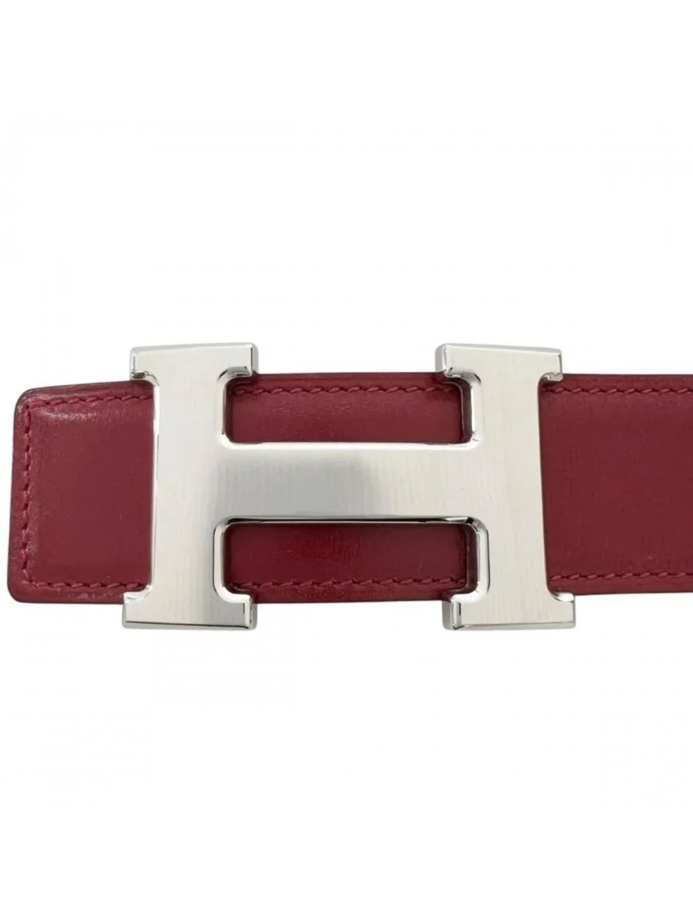 Hermes Belt Constance Reversible Leather Red Yellow Silver
